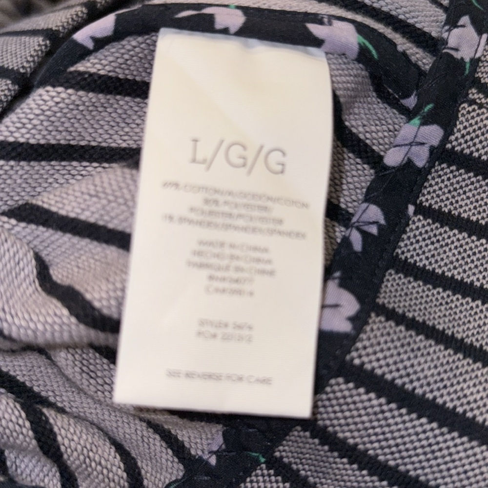 Cabi Car Jacket in Gray w/Navy Stripes Hidden buttons Size L ARA - Picture 6 of 6